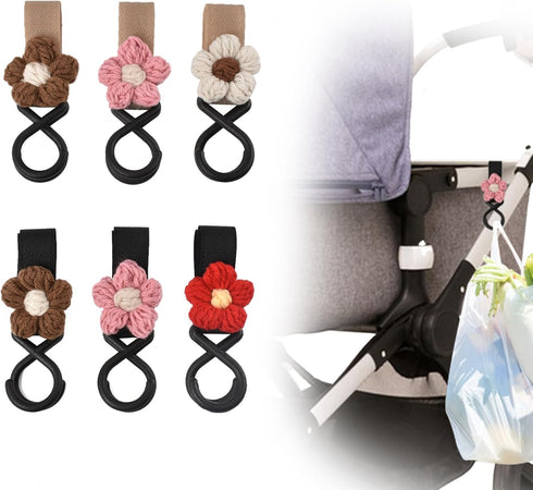 Stroller Hook Flower Stroller Hook Stroller Accessories Baby Walker Magic Velcro Hook Multi-functional Hook 6PCS...
