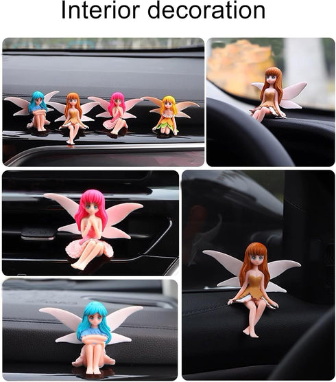 4Pcs Miniature Fairy Figurines Small Resin Flower Fairies Ornaments Tiny Elf for DIY Fairy Garden Flower Pot Bonsai Micro Landscapes Craft Home Ta...