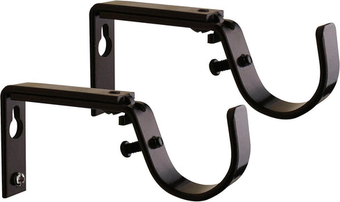 Meriville Set of 2 Oil-Rubbed Bronze Curtain Drapery Rod Bracket for 1 1/4-Inch Rod, Adjustable...
