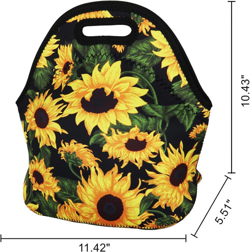 Violet Mist Neoprene Lunch Bag Insulated Reusable Sunflower Lunch Box Floral Lunch Bag Lunch Bags Tote Thermal Lunchbags Lightweight Food Handbags...