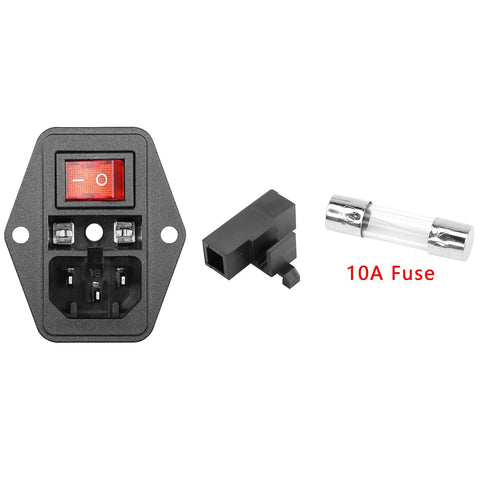 PNGKNYOCN 6A 250V Rocker Switch Power Socket Inlet Module Plug 10A Fuse with Indicator Light 18 AWG Cable 3 Pin IEC320 C14, for Household Applianc...