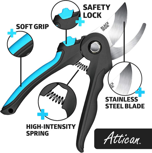 Bypass Pruning Shears for Gardening, Heavy Duty Garden Clipper for Cutting Stems, Soft Grip Hand Pruner...