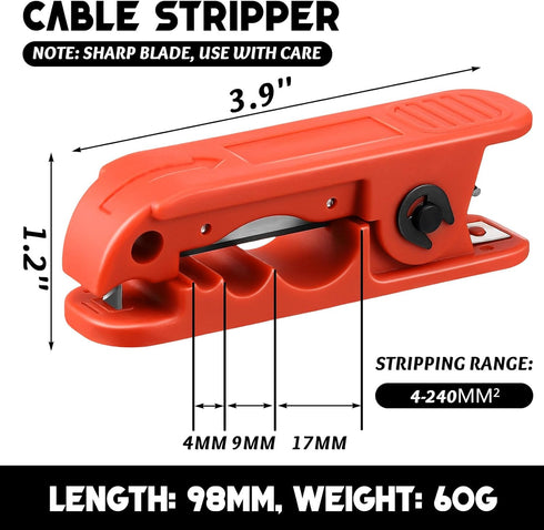 2 Pcs LCP-240 Wire Stripper with 10 Blades Cutter Cable Stripper for AWG 12 to 4/0 Cables Wire Stripping Tool...