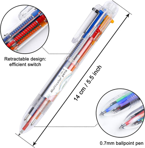 Shuttle Art Multicolor Pens, 23 Pack 6-in-1 0.7mm Retractable Ballpoint Pens for Office School Supplies Students Children Gift...