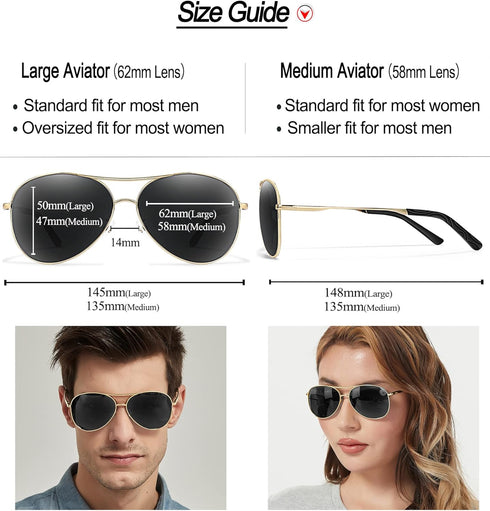BOTPOV Aviator Sunglasses for Men Women Polarized UV400 Protection Mirrored Lens Metal Frame with Spring Hinges…...
