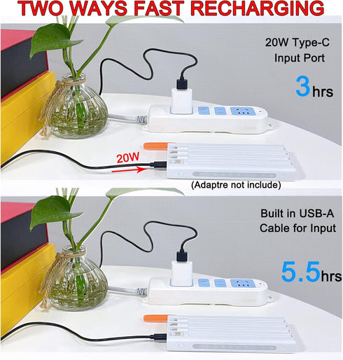 Portable Charger with Built in Cables,Mandarooker 10000mAh Power Bank with LED Lamp Fast Charging USB C External Battery Pack Phone Charger with L...