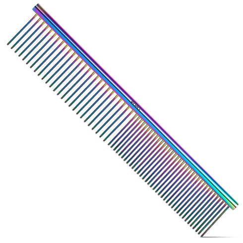 ROPO Dog Comb for Removing Matted Fur - Pet Dematting Comb with Rounded Teeth and Non-Slip Grip Handle - Prevents Knots and Mats for Long and Shor...