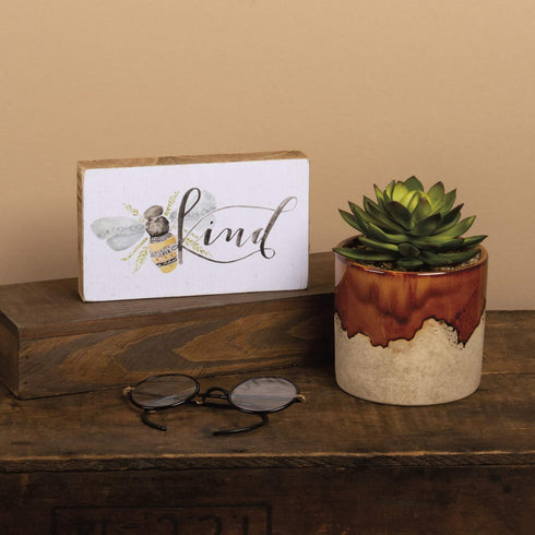 Primitives by Kathy 133243 Wood Box Sign, 6" Length x 3.50" Height x 1" Width, Bee Kind...