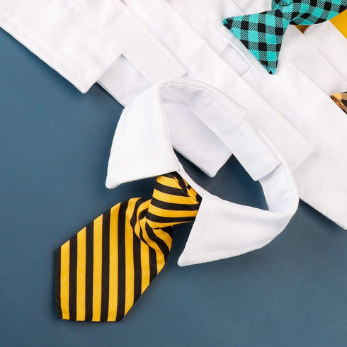 Segarty Neck Ties for Dogs, 6pcs Dog Tie, Adjustable White Dog Collar with Formal Classy Stripped Neck Tie for Pet Cats Small and Medium Boy Puppy...