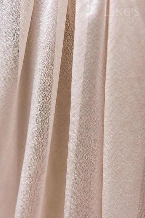 Ling's Moment 10Ft Nude Sheer Chiffon Like Table Runner Champagne Tulle Table Runner with Silver Sparkle for Elegant Wedding Rustic Boho Party Bri...