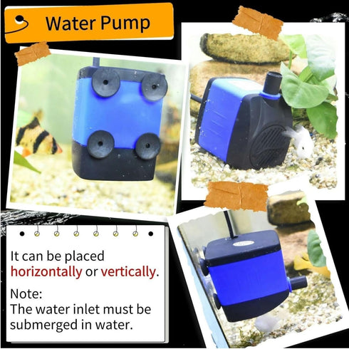 CHA-750 720L/H AC 110V 185GPH Submersible Pump 12W Quiet Water Pump 3.94ft High Head for Fish Tanks, Ponds, Aquariums, Tabletop Fountains, Hydropo...