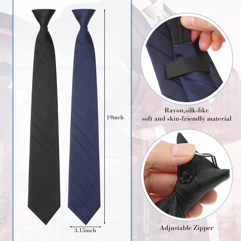 Janmercy 6 Pcs Clip on Tie for Men Clip on Easy Necktie Striped Solid Plaid Dots Mixed Lot Tie for Office School, 20 Inch (Mixed Style)...