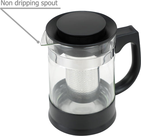 Glass Teapot Tea Kettle with Removable Infuser and Heat Resistance Base for Making and Serving Blooming Tea, Loose Leaf Tea - Capacity is 950ml/32...