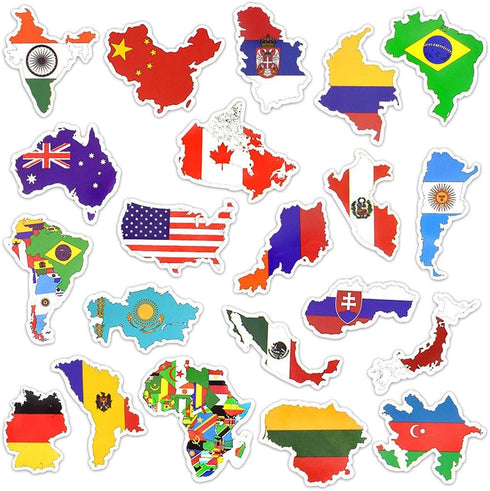 Vinyl National Flag Map Stickers Pack 50 Pcs Country Flag Decals for Laptop Car Suitcase Water Bottle Helmet Truck...