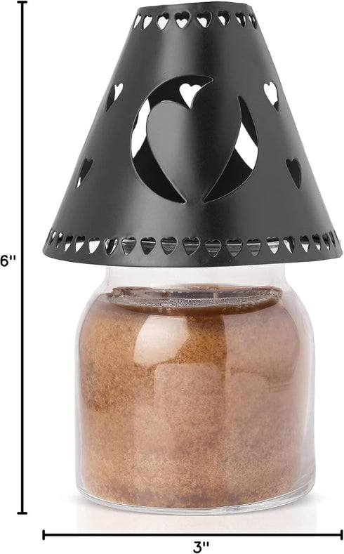 A Cheerful Giver Metal Candle Shade - Black Heart Decorative Tin Candle Shade Fits Most Cheerful Giver 16 oz. & Larger Jar Candles - Lovely Candle...