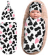 Cow Print Baby Stuff Pink Baby Newborn Swaddling Blanket with Beanie Hat Set, Baby Stuff Newborn Receiving Blanket for Baby Boy Girl Swaddles Wrap...