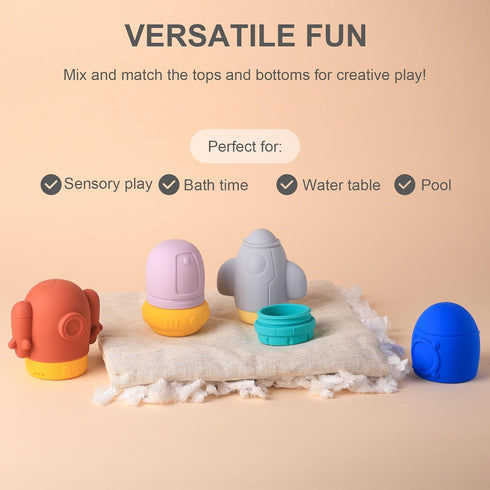 Silicone Baby Bath Toy Set for Infants 6-12 Months, Bathtub Toys for Toddlers 1-3,Mold Free Squirty Pool Toy, Dishwasher Safe 4 Pack...