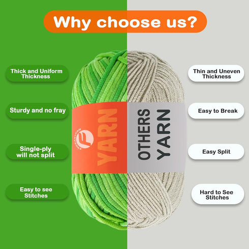 Beginner Easy Yarn for Crocheting and Knitting;120yas/3.5oz; Soft Cotton Blend Yarn for Beginner with Easy-to-See Stitches; Weight Medium #4;Yarn ...