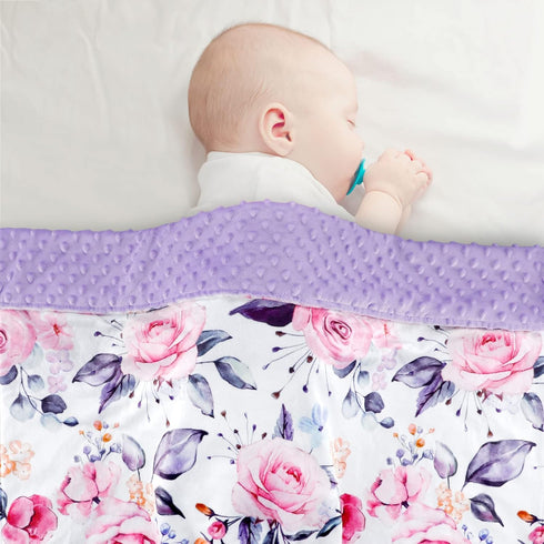 30'' x 40''Baby Blankets, Super Soft Floral Minky Toddler Newborn Blanket for Boys Girls, Dotted Backing, Double Layer, Crib Receiving Blanket for...