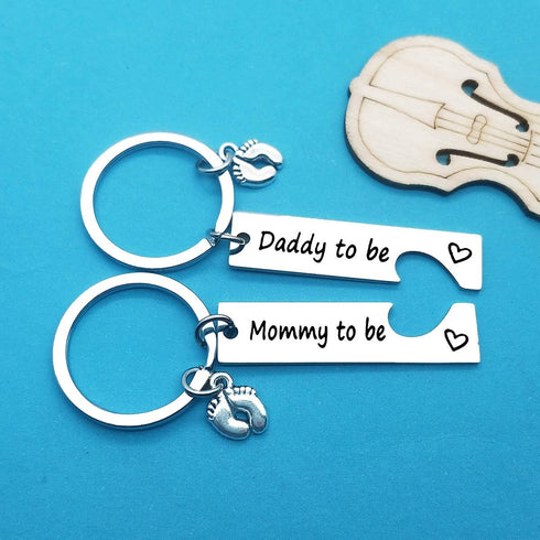 Xiahuyu Pregnancy Announcement Keychain - Silver - Modern - Parenthood - Unisex Adult - New Parents, Expectant Parents...