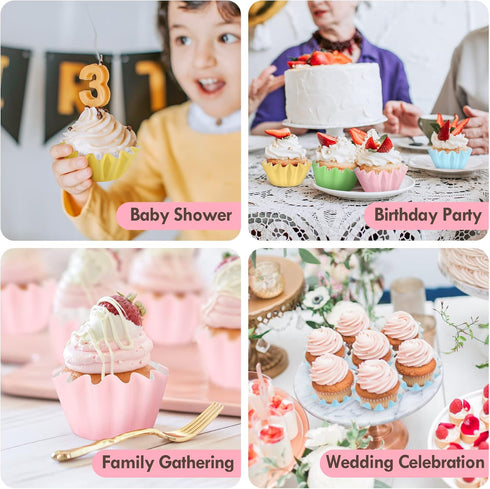 Cupcake Liner,100 Count Standard Muffin Wrappers Non-stick Greaseproof 210g PET Coated Paper Baking Cups for Wedding,Baby Shower, No Muffin Pan Ne...