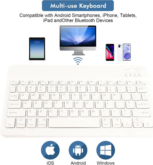 HD 10 Tablet Case, Universal Tablet Keyboard Case, Case Slim Folding PU Leather Stand Cover with Bluetooth Keyboard Case for Most Tablet...