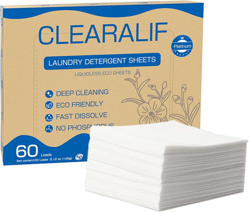 Laundry Detergent Sheets Up to 60 Loads, Fresh Linen - Great For Travel, Apartments, Dorms, No Plastic, Sustainable, Biodegradable-New Liquid-Less...