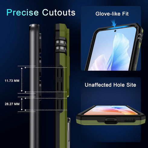 DEERLAMN for Samsung Galaxy S24+ Plus Case with Slide Camera Cover+Screen Protector (1 Pack), Rotated Ring Kickstand Military Grade Shockproof Pro...