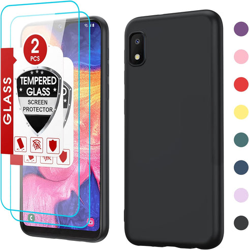 LeYi for Samsung Galaxy-A10e-Phone Case: Samsung A10e Phone Case with 2 Pack Tempered Glass Screen Protector, Liquid Silicone Slim Gel Rubber Prot...