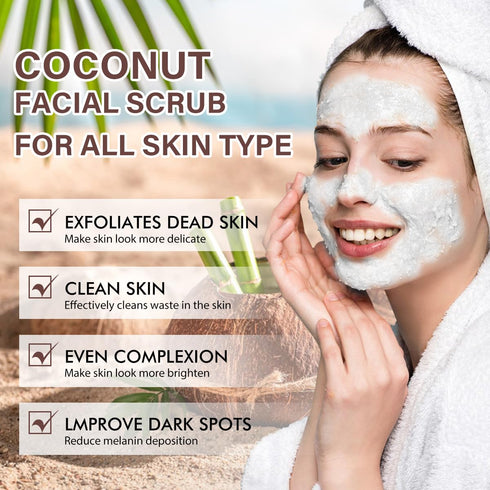 Facial Scrub Exfoliator, Exfoliating Facial Wash with coconut oil, Premium Organic Body Scrub, Ultra Hydrating and Exfoliating Scrub for Nourishin...