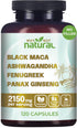 Why Not Natural 4-in-1 Organic Black Maca Root, Ashwagandha, Fenugreek, Panax Ginseng Capsules, Supplement for Men and Women (120 Count (Pack of 1...