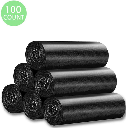 Kitchen Garbage Bags and Black Trash Bag, 100 Counts 4 Gallon 45x60Cm Kitchen Trash Bags with Handles for Bathroom Trash Bags, Small Trash Bags, C...