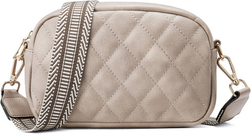 Telena Crossbody bags for Women Trendy Quilted Crossbody Bag Leather Camera Bag Purse with Wide Shoulder Strap...