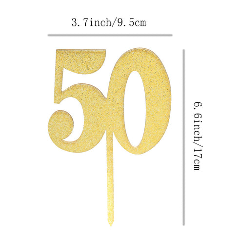 ZHENGYE Gold bling bling Happy Birthday cake topper - 50 Anniversary/Birthday Cake Topper Party Decoration (50th)...