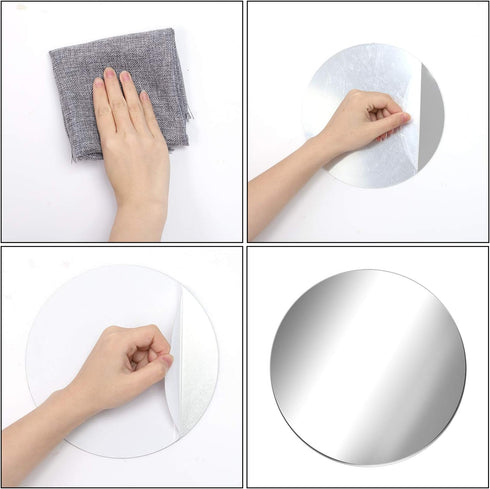 Aneco 6 Pack Acrylic Round Mirrors Non Glass Round Mirror Plate Self Adhesive Mirror Stickers for Home Wall Decor or Wedding Table Centerpiece, 6 ...