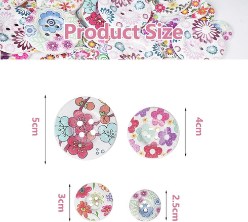 Chenkou Craft 20pcs 2" (50mm) Round Flower Wood Buttons 4 Holes Craft Sewing Button (50mm)...