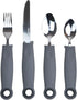 KMD Adaptive Utensils Set with Weighted and Self-Standing Handles (4-Piece), Fork, Knife, and 2 Spoons for Arthritis, Parkinson’s, Tremors, Elderl...