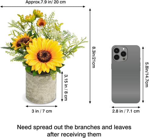 COCOBOO Sunflower Artificial Flowers Pot, Sunflower Decor, Yellow Fake Flower in Pots, for Home Bathroom Kitchen...