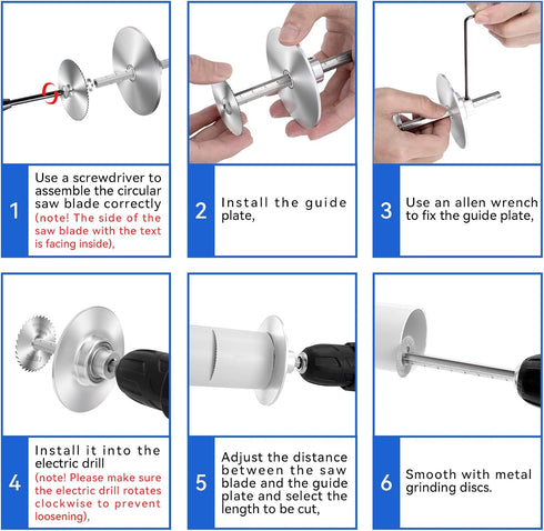 Inside Pipe Cutter for PVC Pipe Cutter Tool-With Scale Adjustable Depth Gauge, 6pcs Saw Tooth Blades with 0.32in Hex Key Shaft for PVC and Plastic...