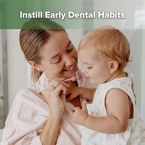 haakaa 360° Baby Toothbrush with Suction Base - Gentle Cleaning for Infant Self-Brushing Training, Food-Grade Silicone, Adjustable Safety Shield -...