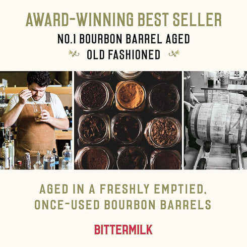 Bittermilk Single Serve No.1 Bourbon Barrel Aged Old Fashioned Mix – Old Fashion Kit – Cocktail Bitters Set - Mini Cocktail Mixers - Each Bottle M...