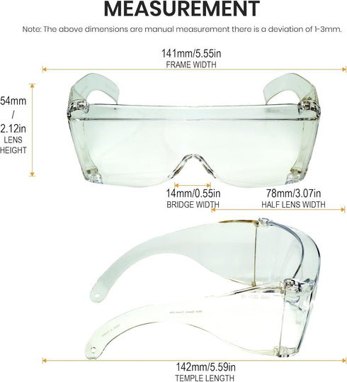 Calabria 3000 Large Fit Over Safety Glasses Fitover Prescription Eyewear Clear Men Women Wrap Around Tint Anti Scratch Glare...