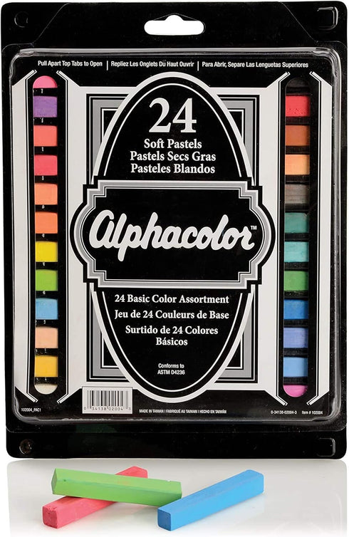 Derwent Alphacolor Soft Square Pastels, Multi-Colored, 24 Pastels per Set (102004)...
