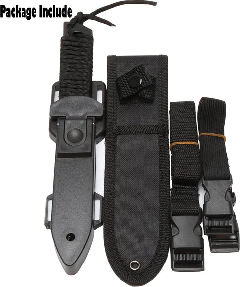 Dive Knife Scuba Diving Knife, Black Tactical Sharp Blade knives, Divers dive tool with 2 Types Sheaths,Sawing Edge and 2 Pairs Leg Straps for Sno...