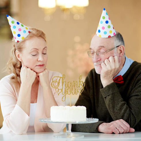 Thank You Cake Topper, Gold Glitter Engaged, Wedding, Bridal Shower, Thanksgiving Day Party Decorations...