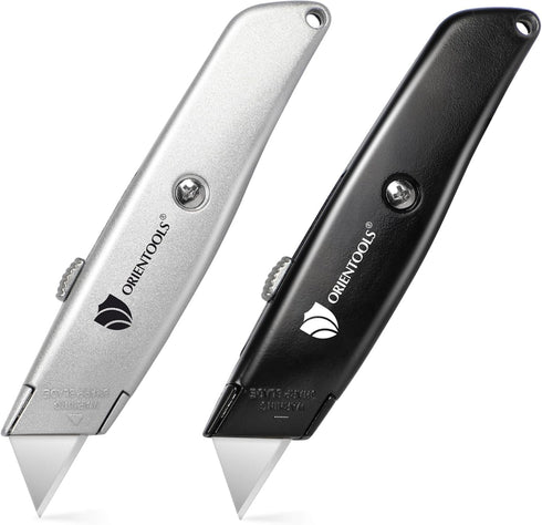ORIENTOOLS Heavy Duty Utility Knife, Retractable Box Cutter with 3-Position Blade Lock, Sharp and Ergonomic Razor Knife with SK5 Blade, Zinc Alloy...
