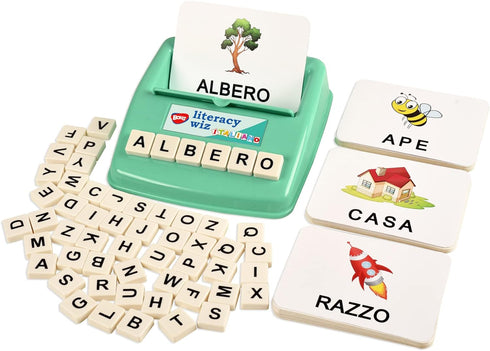 BOHS Italian Literacy Wiz Fun Game - See and Hide Spelling - 60 Flash Cards - Preschool Language Learning Educational Toys...