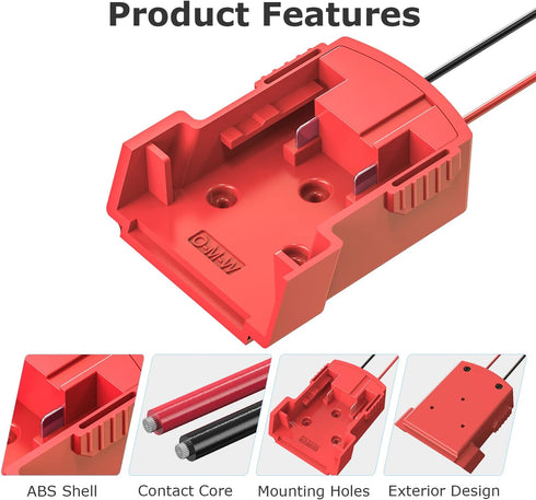 Power Wheels Adapter for Milwaukee, M18 18V Battery Adapter Power Wheels Battery Conversion Kit with Fuse Holder and 3PCS 30Amp Fuses UIInosoo for...