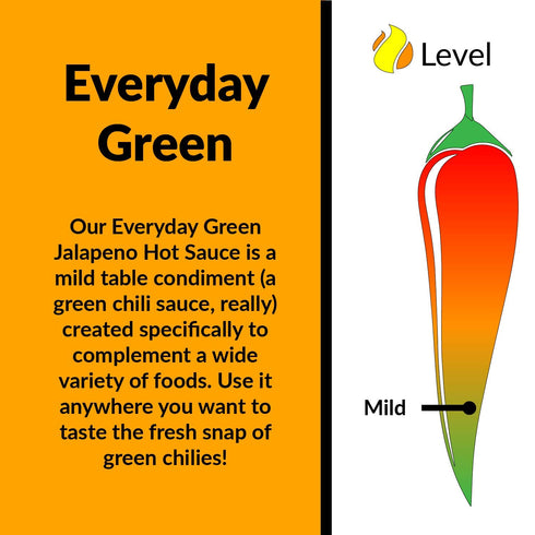 Everyday Green Jalapeno Pepper Hot Sauce by Fat Cat Gourmet | All Natural | Flavorful, Fresh and Versatile | Enhances Everyday Foods | Mild Heat |...