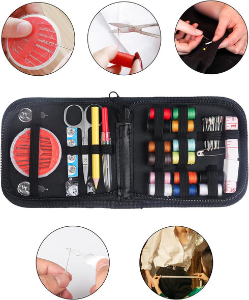 Sewing Kit with 94 Sewing Accessories, Sewing Kit Travel Sewing Accessories for Beginners, Yarn Rolls, Sewing Needles, Yarn, Thimble, Tape Measure...